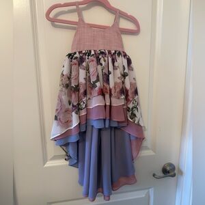 12-18 floral chiffon pleiades high low dress